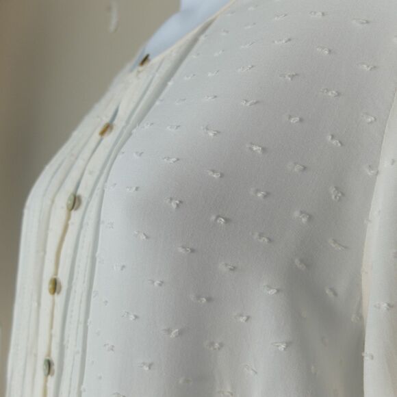 J Jill Swiss Dot Cream Long Sleeve Top Size Small - Picture 6 of 9